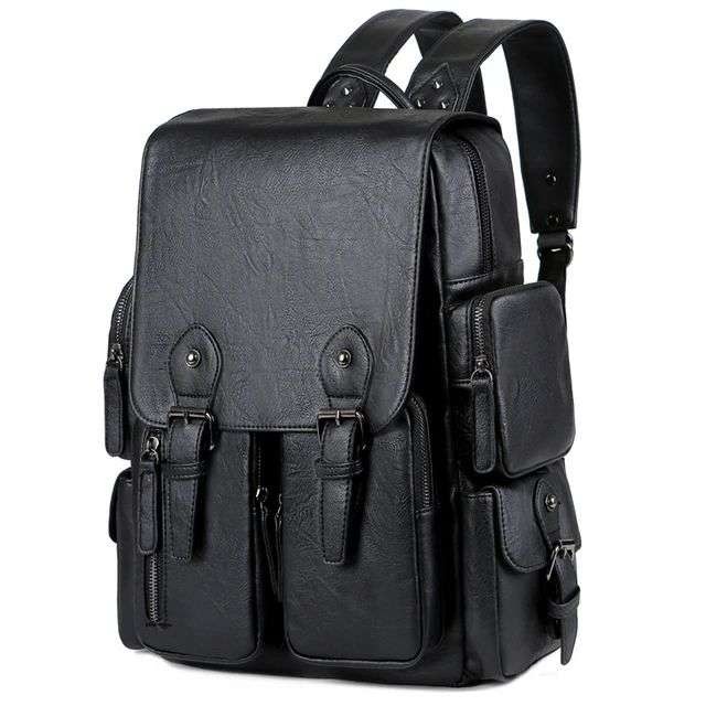 Leather Double Pocket Backpack For Casual School College Bag for Men - Black / Coffee / Tan |Fashion Multicolor College Bag For Men by Anjali Neupane